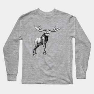 Teddy Roosevelt Bull Moose Cartoon Long Sleeve T-Shirt